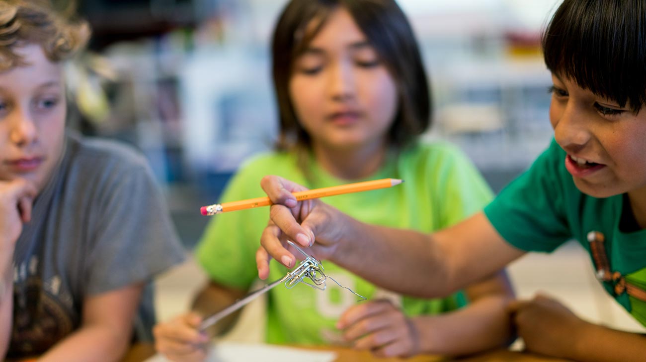 Children working on science project